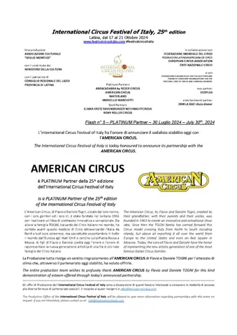 AMERICAN CIRCUS è PLATINUM PARTNER della 25^ edizione dell’International Circus Festival of Italy – foto 2
