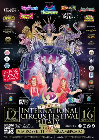 Aperta ufficialmente la vendita dei biglietti per tutti gli spettacoli dell’International Circus Festival of Italy. I tagliandi possono essere acquistati direttamente dal sito del Festival www.festivalcircoitalia.com o scrivendo a prenotazioni@festivalcircoitalia.com Dal mese di Ottobre sarà possibile acquistare i biglietti anche ai botteghini nei pressi dello Chapiteau. Il debutto: Giovedì 12 Ottobre, ore 21.00, a Latina in via Rossetti.