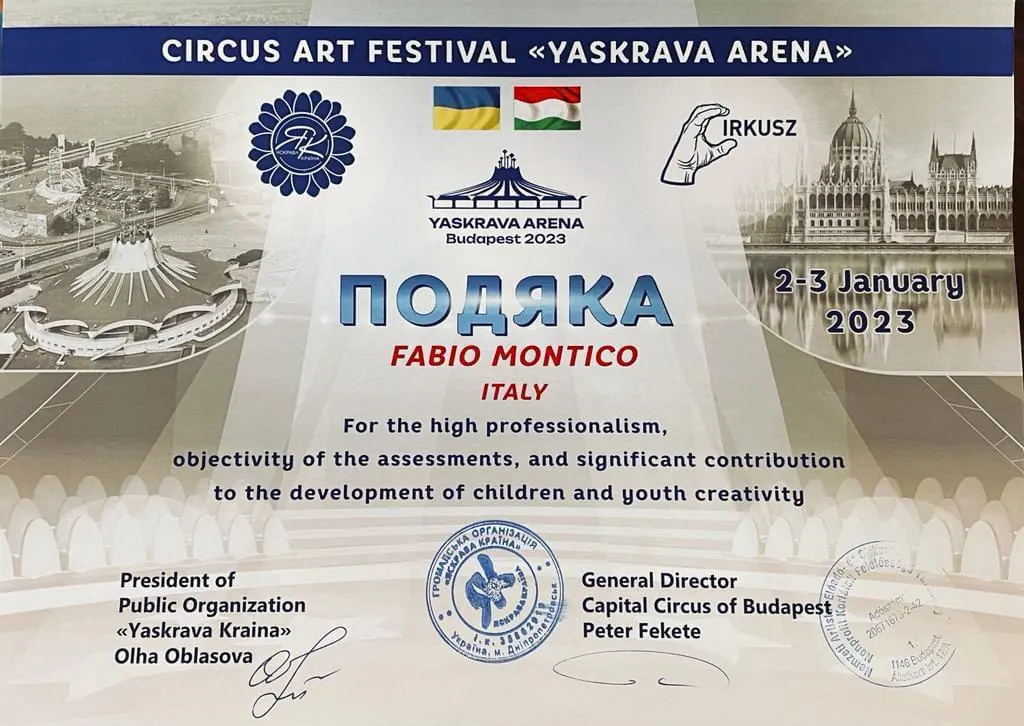 Fabio Montico: “l’attenzione mostrata da Peter Fekete a Budapest nei confronti dei giovani artisti circensi dell’Ucraina attesta quanto il mondo del Circo sia capace di accogliere, sostenere, accomunare al di là di ogni possibile motivo di divisione”.