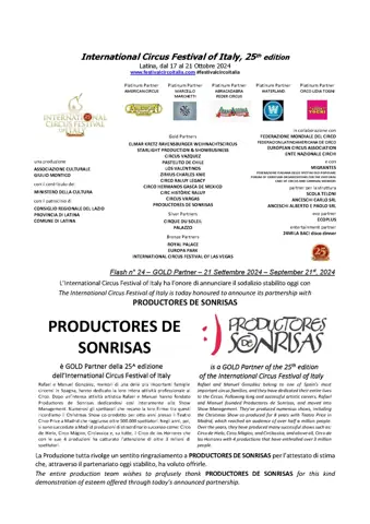 PRODUCTORES DE SONRISAS è GOLD PARTNER della 25^ edizione dell’International Circus Festival of Italy – foto 2