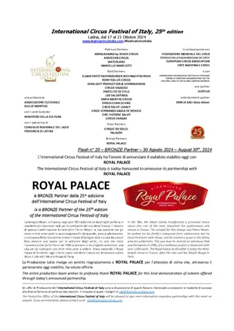 ROYAL PALACE è BRONZE PARTNER della 25^ edizione dell’International Circus Festival of Italy – foto 2