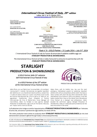 STARLIGHT PRODUCTION & SHOWBUSINESS è GOLD PARTNER della 25^ edizione dell’International Circus Festival of Italy – foto 2
